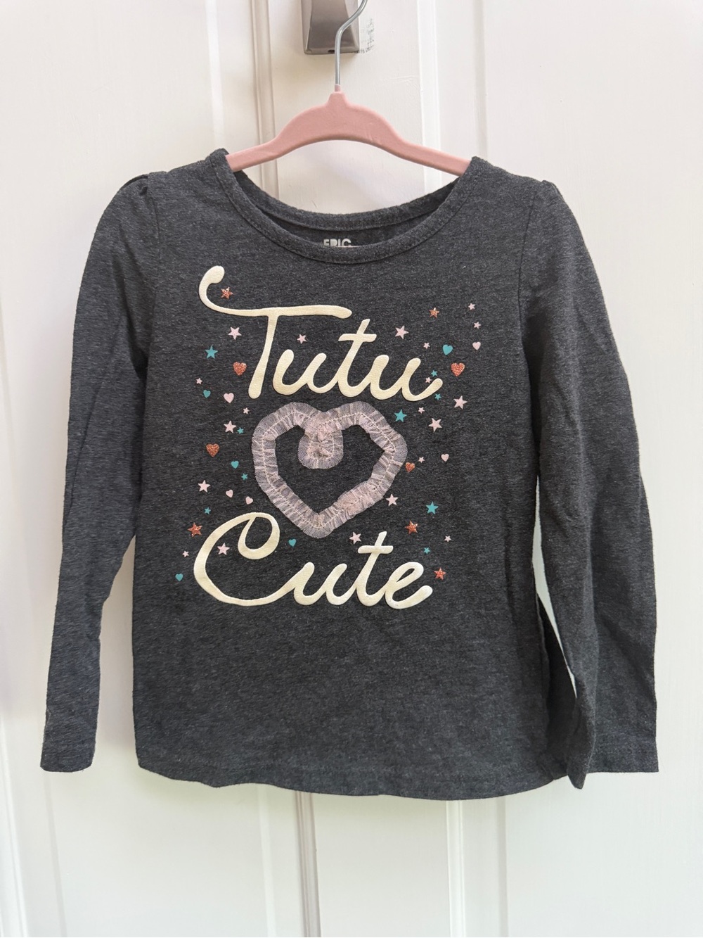 Epic Threads 4T Girls Gray Tutu Cute Long Sleeve Tee Shirt Too Blouse